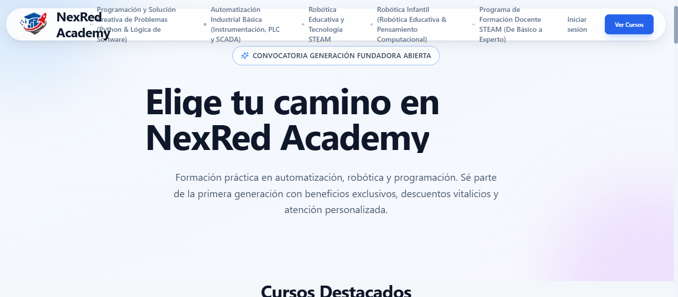 Página de inicio de NexRed Academy